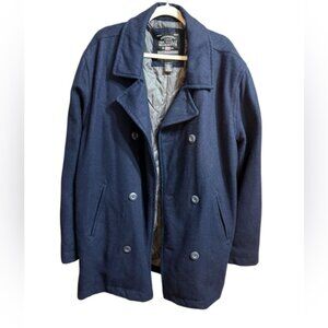 Steve & Barry’s The Woolly Mammoth Men’s Navy Blue Wool Blend Classic Coat XXL